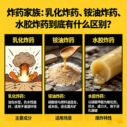 吉阳炸药家族：乳化炸药、铵油炸药、水胶炸药到底有什么区别？